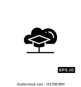 Online School Icon Vector. Education Symbol Silhouette Vector 