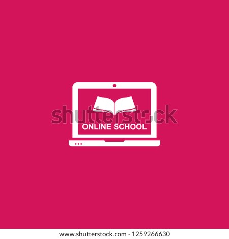 online school icon vector. online school sign on pink background. online school icon for web and app