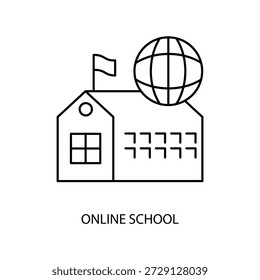 Conjunto de iconos de la escuela en línea. Conjunto de iconos de trazo editable. Conjunto de escuela en línea
