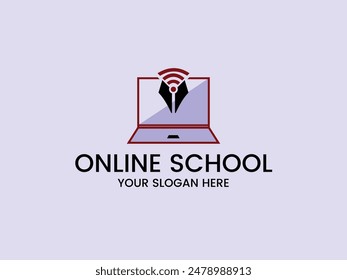 Online school logo design, Web Education Logo design Vector Template 