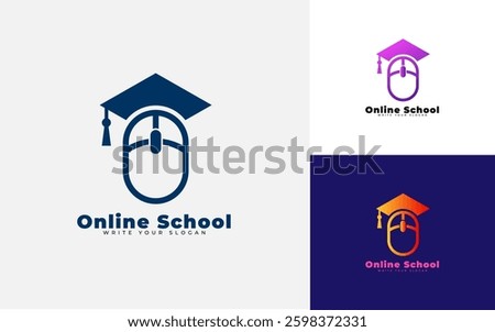 Online School Logo with Mouse and Graduation Cap