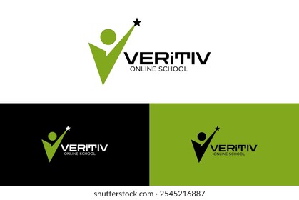 Online School Logo Template. Veritiv Education School Green and Black Theme. Educational Institute