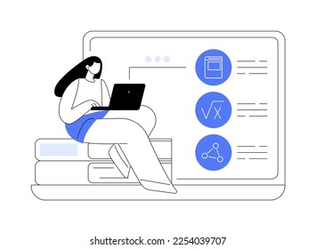 Online school platform abstract concept vector illustration. Homeschooling in covid-2019 qarantine, online education platform, digital classes, virtual courses, LMS for school abstract metaphor.