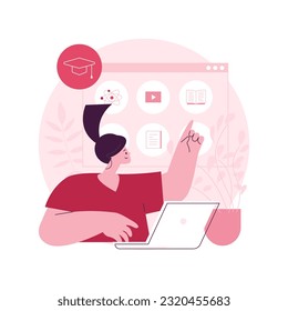 Online school platform abstract concept vector illustration. Homeschooling in covid-2019 qarantine, online education platform, digital classes, virtual courses, LMS for school abstract metaphor.