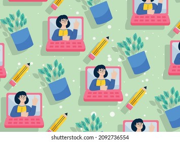 online school poster with items