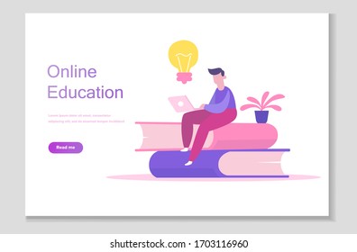 Online school studies from home, university remote learning, getting a degree by taking online courses. Online education system. Digital classroom, flipped class, blended learning and smart classroom