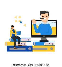 online school studying education icon illustration vector graphic