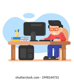 online school studying education icon illustration vector graphic