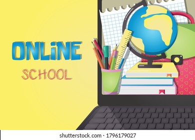 Online School Vector Illustration Flat Cartoon Stock Vector (Royalty ...