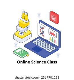 Online Science Class isometric Colored illustration. EPS File stock illustration