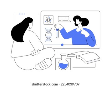 Online Science tutoring abstract concept vector illustration. Personalised learning, online educational platform, homeschooling in covid-2019 quarantine, science video lessons abstract metaphor.