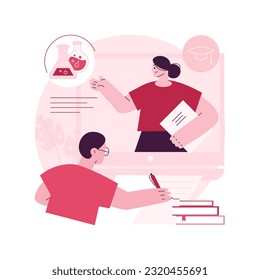 Online Science tutoring abstract concept vector illustration. Personalised learning, online educational platform, homeschooling in covid-2019 quarantine, science video lessons abstract metaphor.