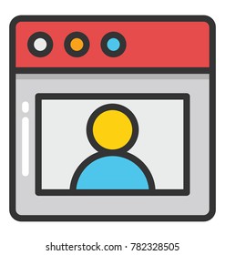 An online screen with a person symbolising online interview