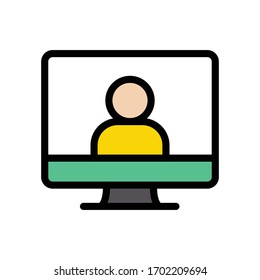 online screen vector flat color icon 