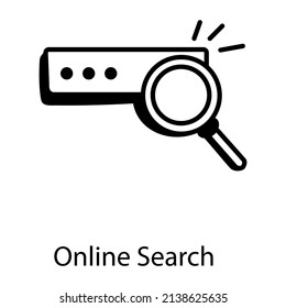 Online Search Is Designed In Hand Drawn Editable Icon 

