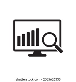 Online-Suchsymbol. Graph-Analyse-Symbol im trendigen, flachen Stil einzeln auf weißem Hintergrund.