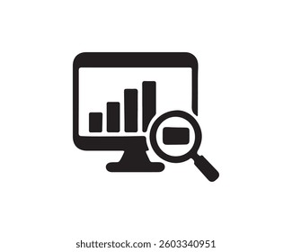 Online search icon. Graph analysis sign icon in trendy flat style isolated on white background design.