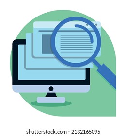 online searching computer flat icon design template