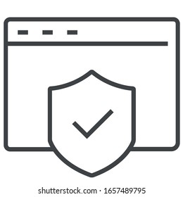 Online-Sicherheit, schwarze Linie Symbol auf weißem Hintergrund