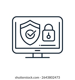 Online security concept. Vector linear icon isolated on white background.