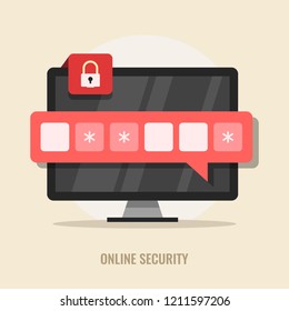 Online security, flat design style illustration.