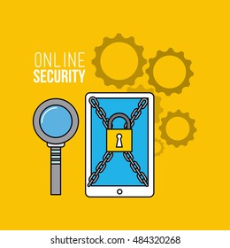 online security flat line icons vector illustration design