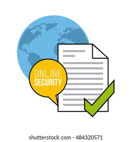 online security flat line icons vector illustration design