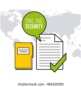 online security flat line icons vector illustration design
