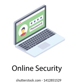
Online security icon, isometric vector 
