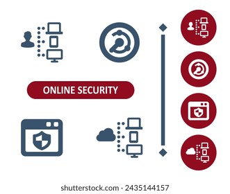Online security icons. Internet security, virus, antivirus, cloud computing, network, radar, scanner, website icon. Professional, 32x32 pixel perfect vector icon.