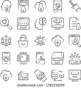 Online Security Icons in Modern Line Style 