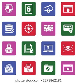 Symbole für die Online-Sicherheit. White Flat Collection auf Platz. Vektorgrafik.