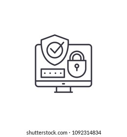 Online security linear icon concept. Online security line vector sign, symbol, illustration.