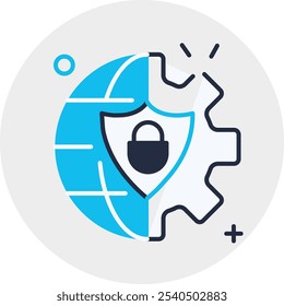 Icono de Vector de logotipo de seguridad en línea. Ciberseguridad de protección