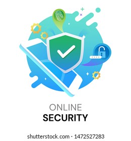 Online security on mobile application technology for data protection system concept, Vector illustration