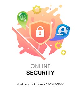 Online security on mobile application technology for data protection system concept, Vector illustration