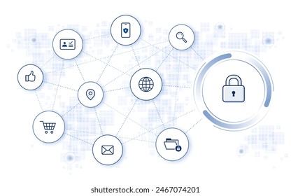 Ilustración vectorial de seguridad en línea y protección de datos personales