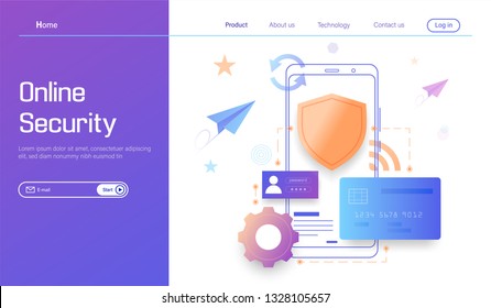 Online security technology, personal data protection  and secure banking modern  flat design concept vector