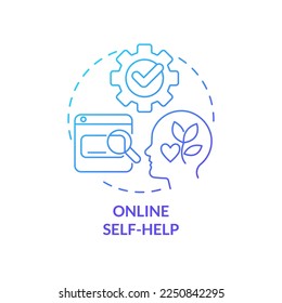 Online self-help blue gradient concept icon. Addressing student mental health abstract idea thin line illustration. Online psychiatrist. Isolated outline drawing. Myriad Pro-Bold font used