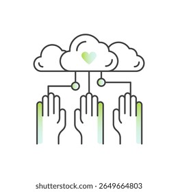 Online self-help concept with self-improvement, personal growth, self-awareness, emotional support, mental wellness, motivation, and self-care in outline vector style for psychology and wellbeing icon