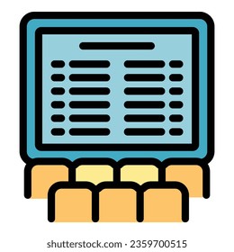 Online seminar icon outline vector. Training education. Learn school color flat