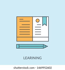 Online seminar icons thin line art set. Webinar education and development.