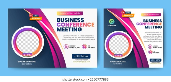 
Online Seminar Meeting Digital business marketing social media post flyer template. vector