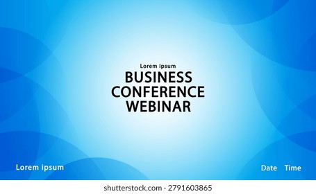 Online seminar presentation template featuring minimalist liquid curves on border. Eye-catching business event backdrop design with schedule text placeholders, perfect for digital marketing announcements, technology forum covers, and training course web headers.