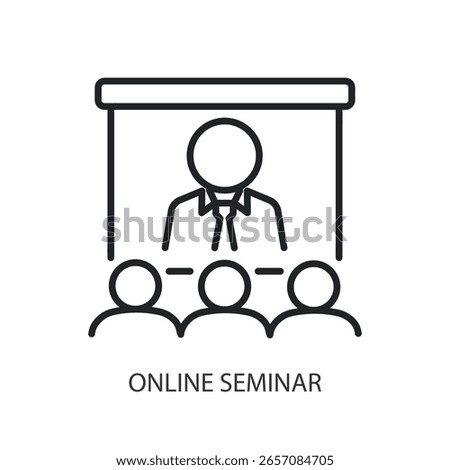 Online seminar thin line vector icons.