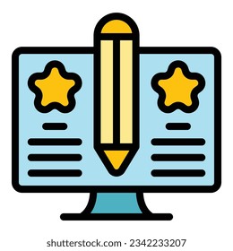 Online seo icon outline vector. Social blog. Digital website color flat