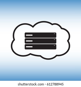 Online server flat vector icon. Isolated cloud server vector sign. Data center symbol. Cloud service pictogram. Online data storage icon.