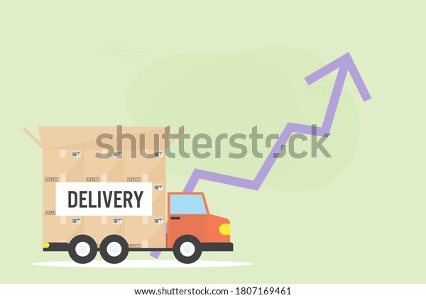 Online service concept, online delivery order\
tracking,home and office. truck van courier, food online ordering.\
with income graph