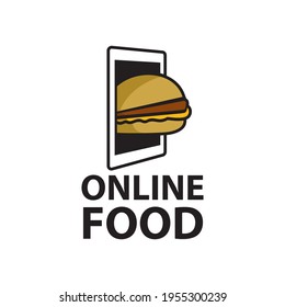 online service food delivery icon, groceries out of smartphone screen, internet shopping, thin line web symbol on white background - editable stroke vector illustration eps10