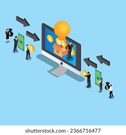Online service project to donate, support or collective raise money for new ideas 3d vector illustration concept for banner, website, illustration, landing page, flyer, etc